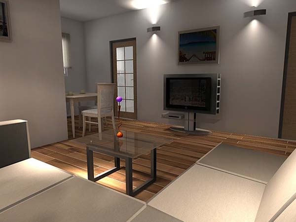 3d image of custom home living room